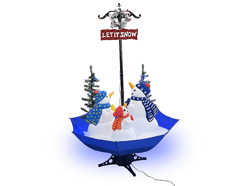Kerstboom sneeuwend met paraplubasis 170 cm PVC blauw
