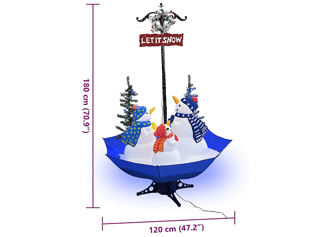 Kerstboom sneeuwend met paraplubasis 170 cm PVC blauw