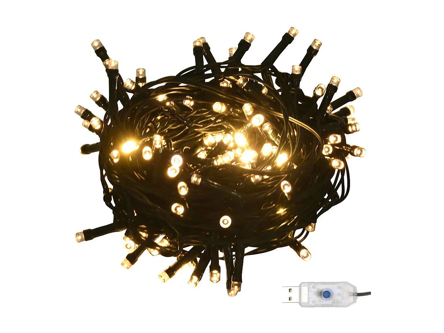 Set de boules de Noël avec pic et 300 LED 120pcs Doré et bronze