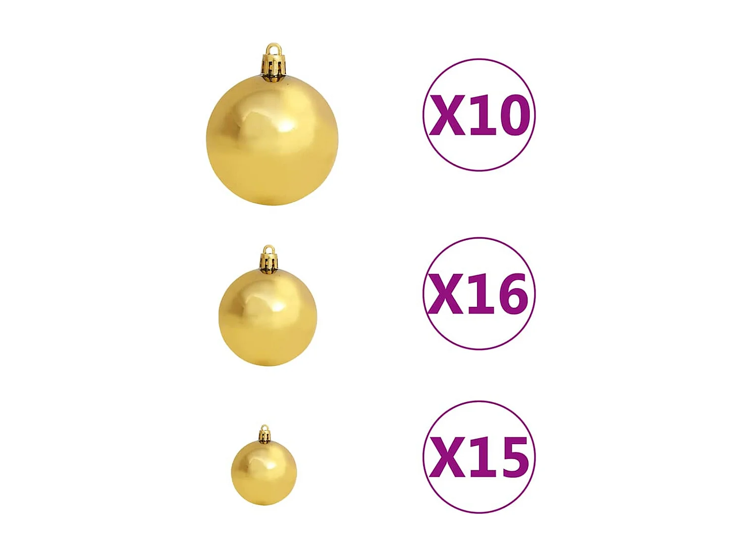 Set de boules de Noël avec pic et 300 LED 120pcs Doré et bronze