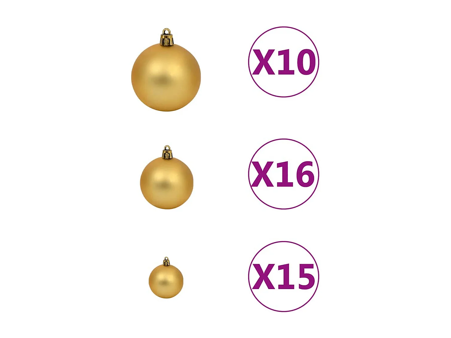 Set de boules de Noël avec pic et 300 LED 120pcs Doré et bronze