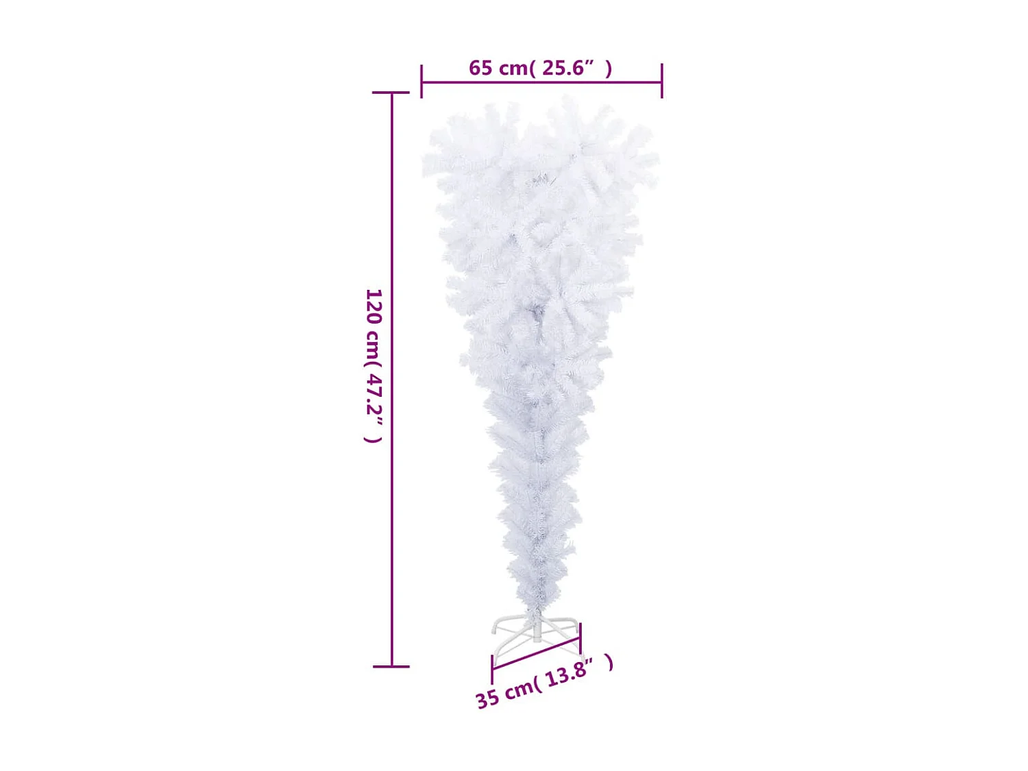 Sapin de Noël artificiel renversé avec support Blanc 120 cm