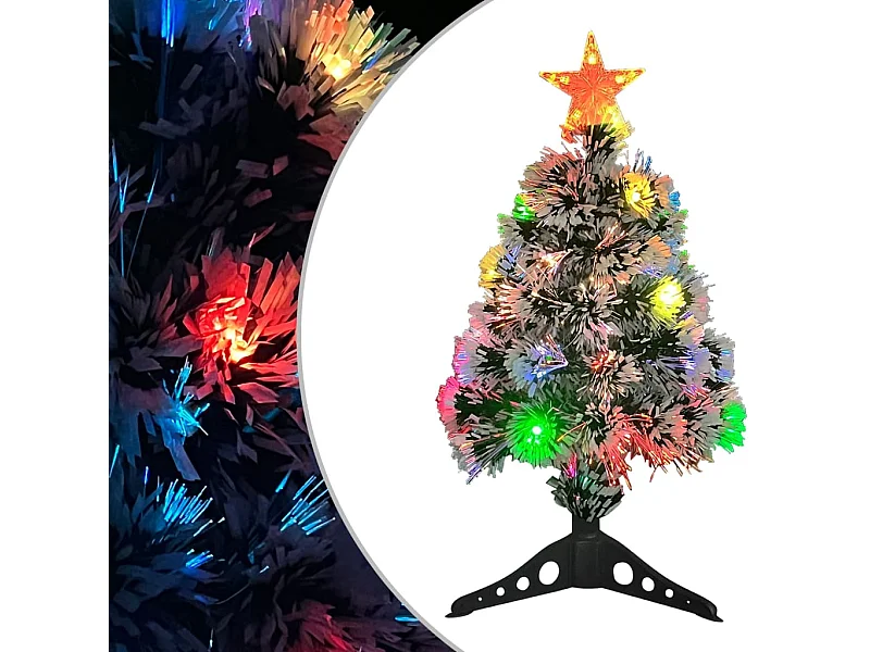 Kunstkerstboom met verlichting 64 cm glasvezel wit en blauw