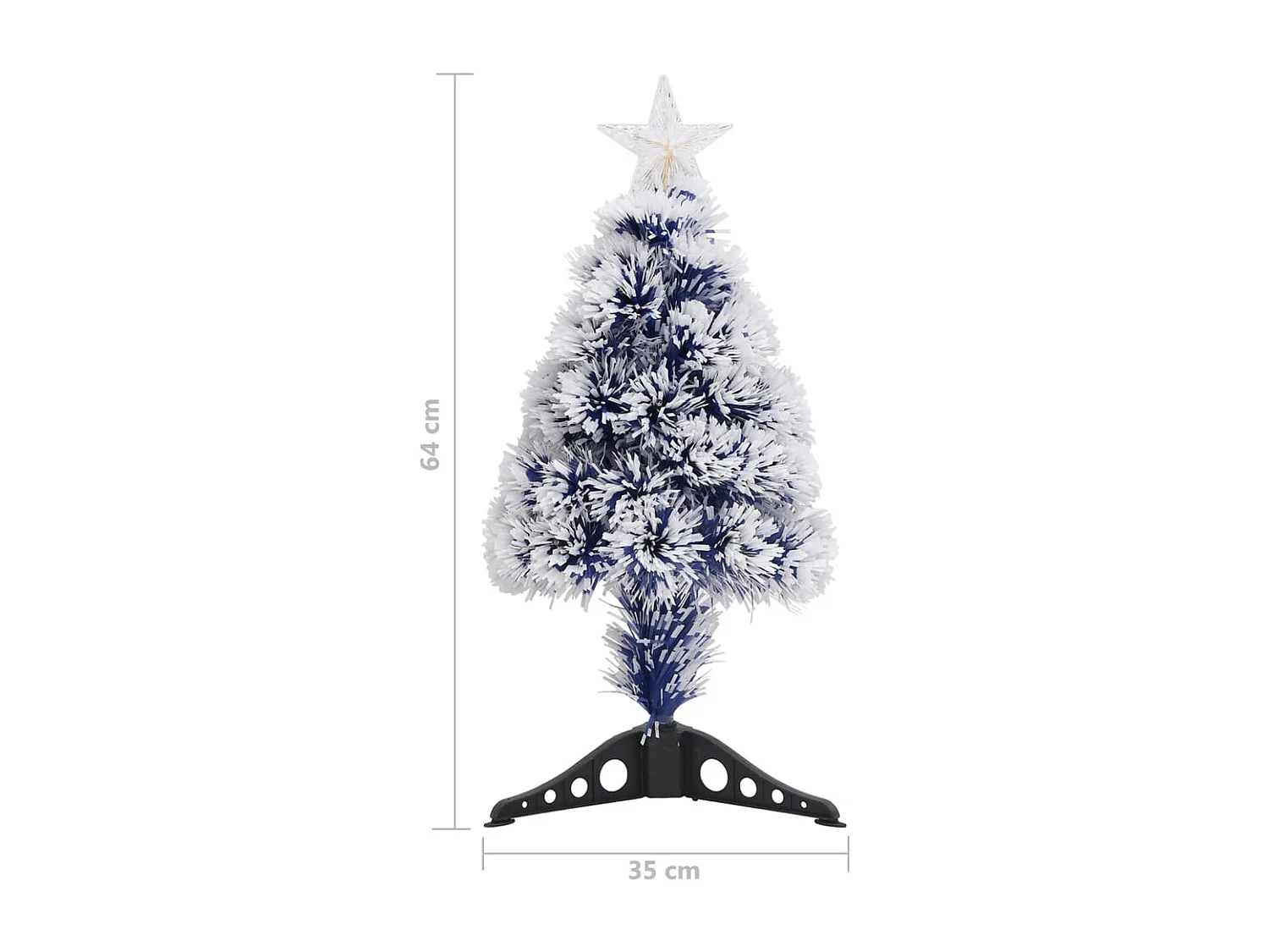 Kunstkerstboom met verlichting 64 cm glasvezel wit en blauw