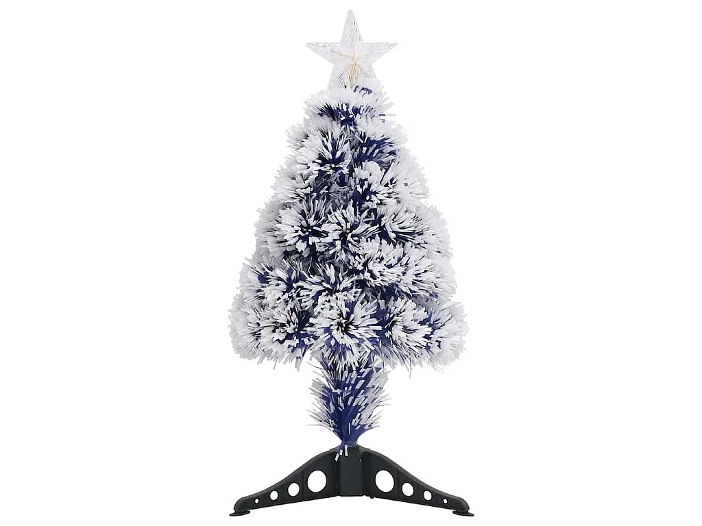 Kunstkerstboom met verlichting 64 cm glasvezel wit en blauw