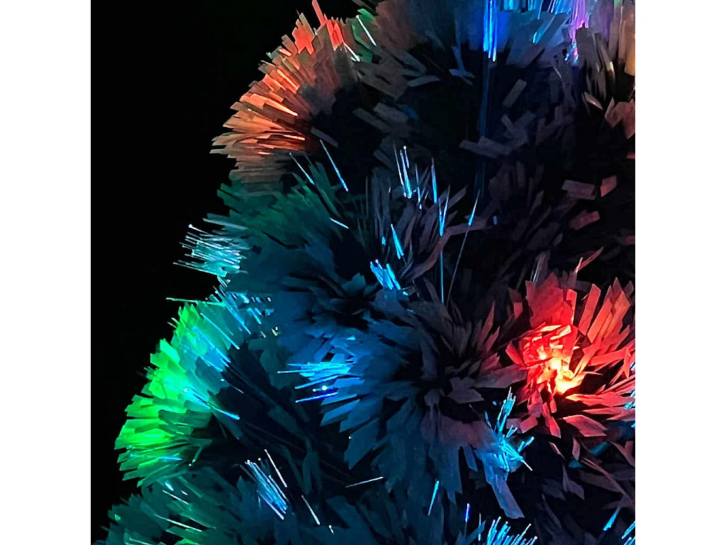 Kunstkerstboom met verlichting 64 cm glasvezel wit en blauw