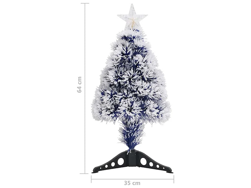 Kunstkerstboom met verlichting 64 cm glasvezel wit en blauw