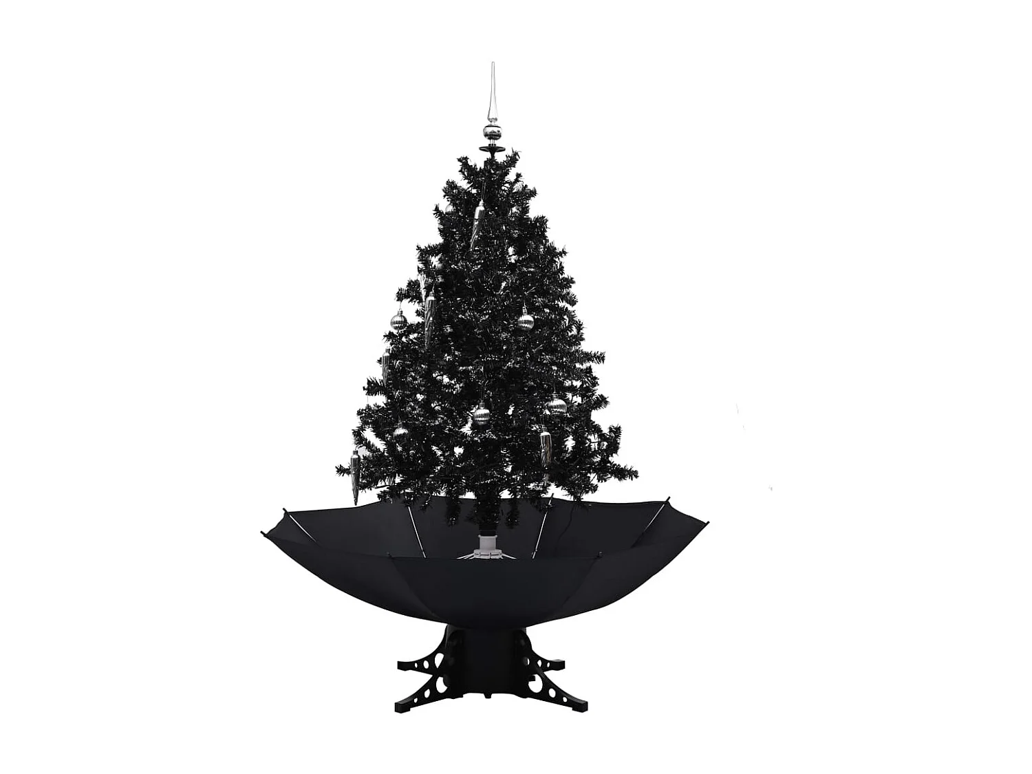 Schneiender Weihnachtsbaum mit Schirmfuß Schwarz 140 cm PVC