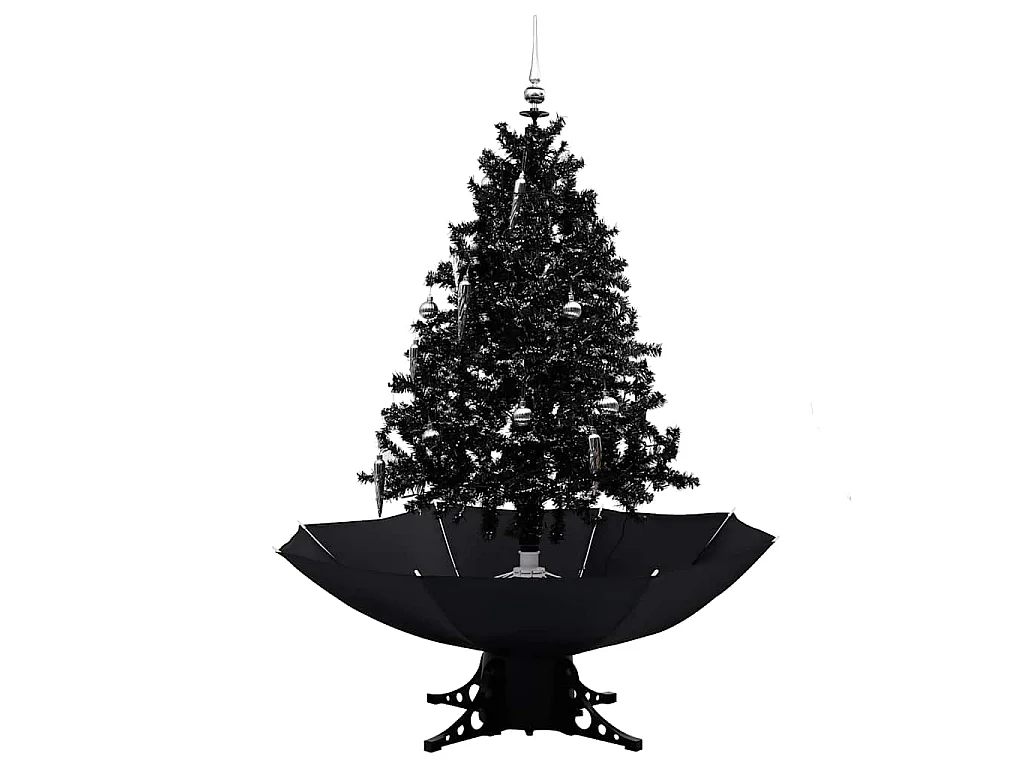 Kerstboom sneeuwend met paraplubasis 140 cm PVC zwart