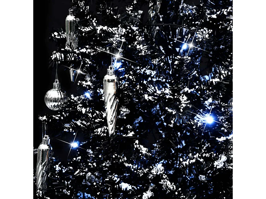 Kerstboom sneeuwend met paraplubasis 140 cm PVC zwart