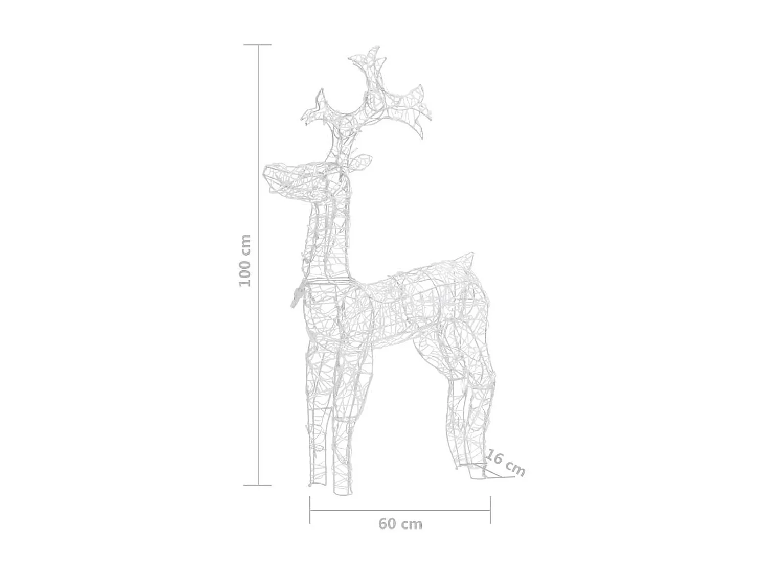 Renne de décoration de Noël 90 LED 60x16x100 cm Acrylique