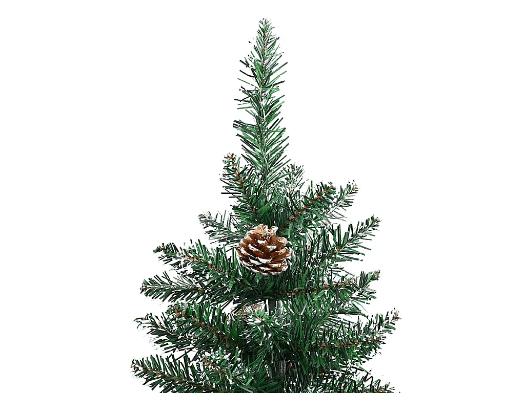 Kerstboom met echt hout en sneeuw smal 150 cm groen