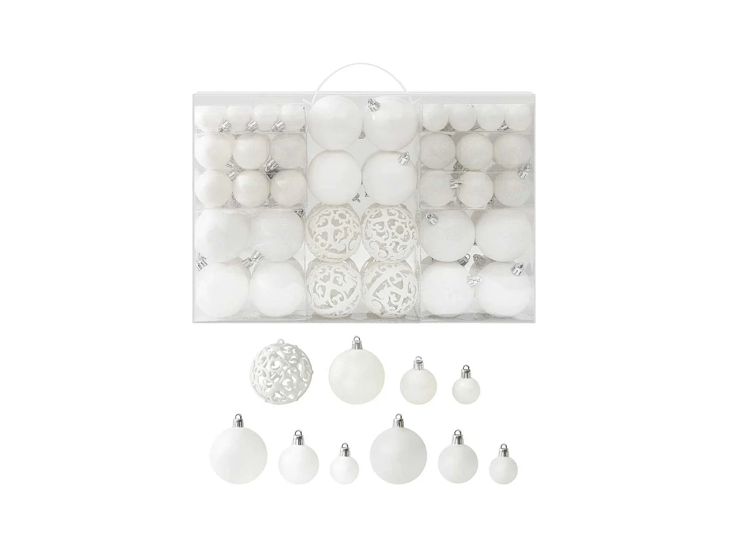 Ensemble de boules de Noël 100 pcs Blanc