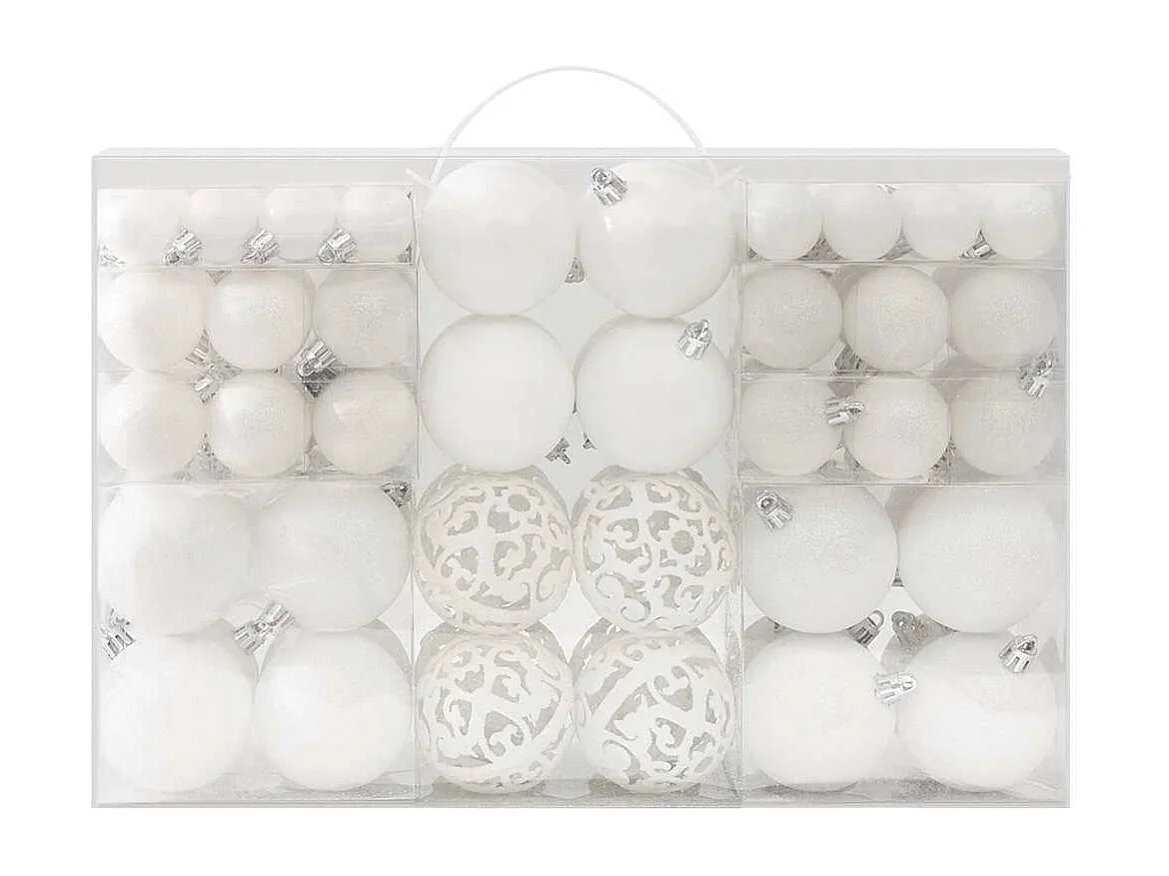 Juego de bolas de Navidad 100 piezas blanco