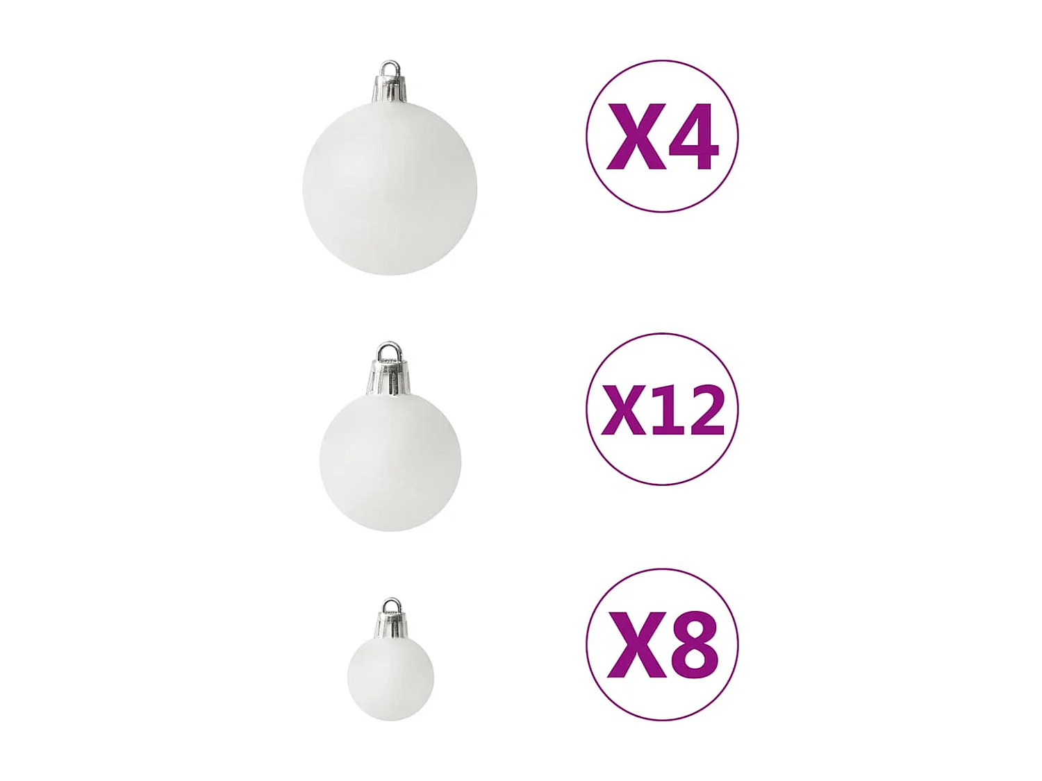 Juego de bolas de Navidad 100 piezas blanco