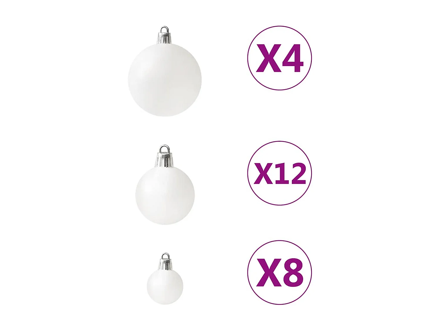 Juego de bolas de Navidad 100 piezas blanco