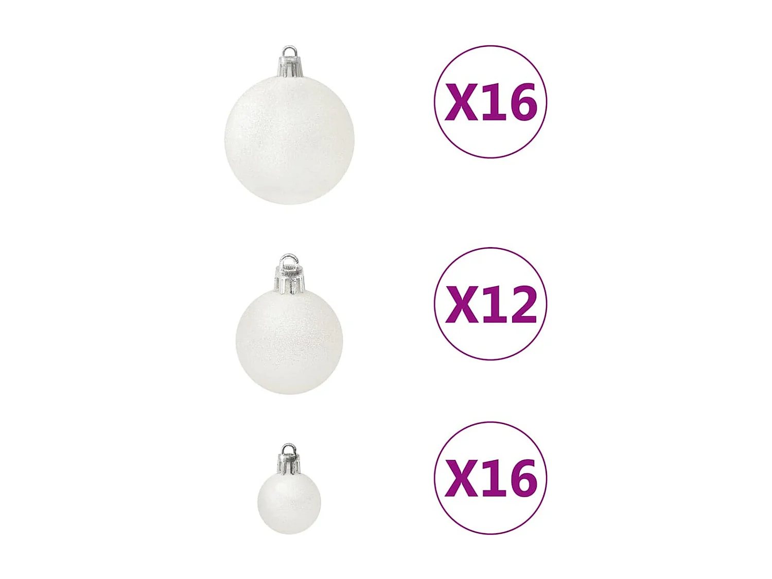 Juego de bolas de Navidad 100 piezas blanco