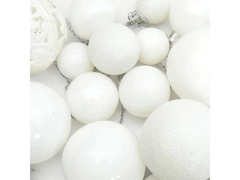 Juego de bolas de Navidad 100 piezas blanco