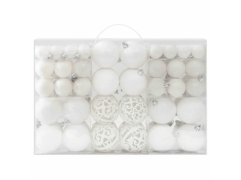 Ensemble de boules de Noël 100 pcs Blanc