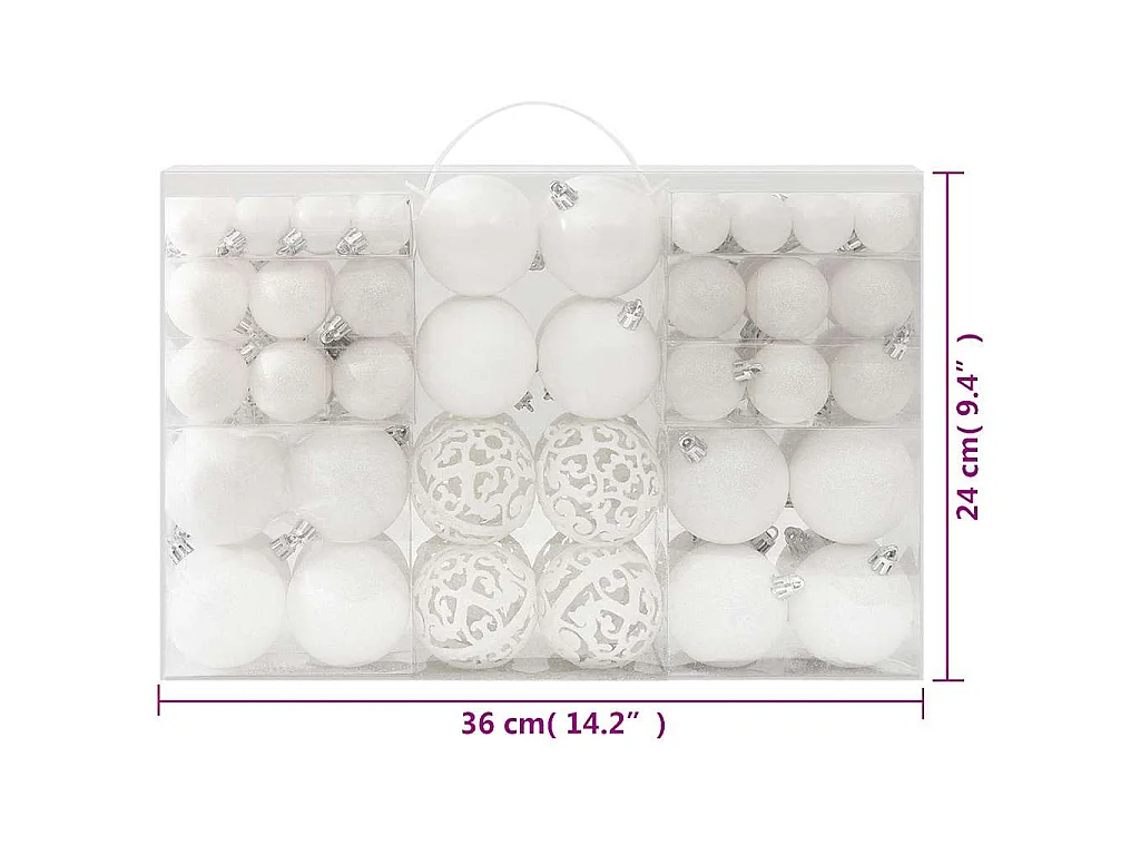 Ensemble de boules de Noël 100 pcs Blanc