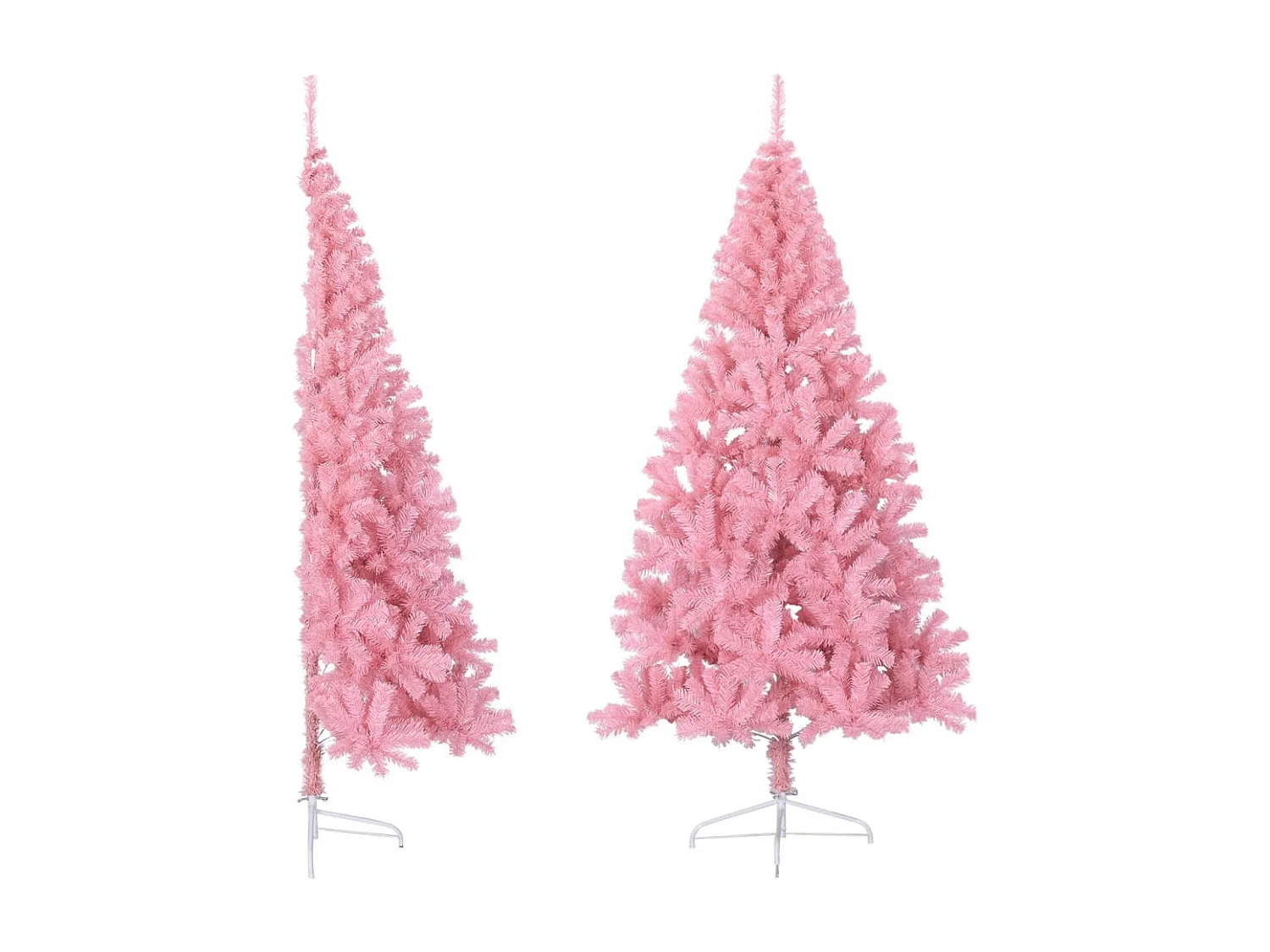 Medio árbol de Navidad artificial con soporte PVC rosa 210 cm