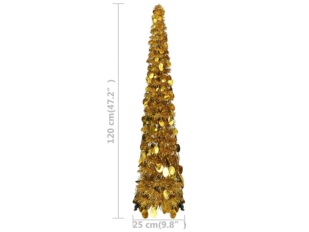 Árvore de Natal pop-up artificial 120 cm PET dourado