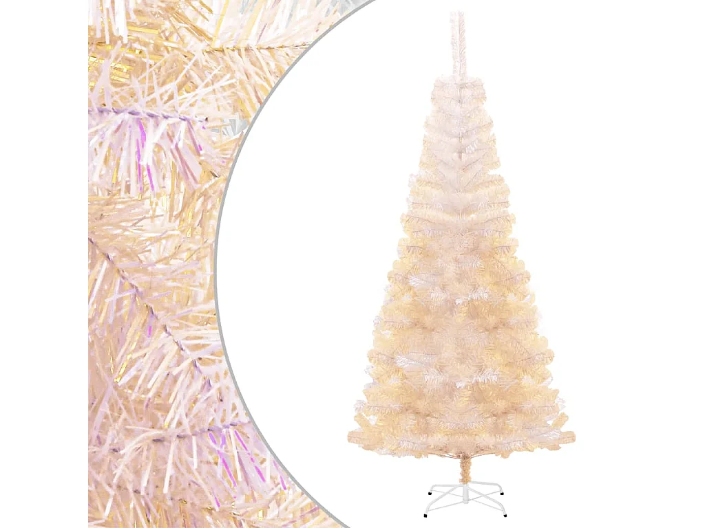 Árbol Navidad artificial puntas iridiscentes PVC blanco 240 cm