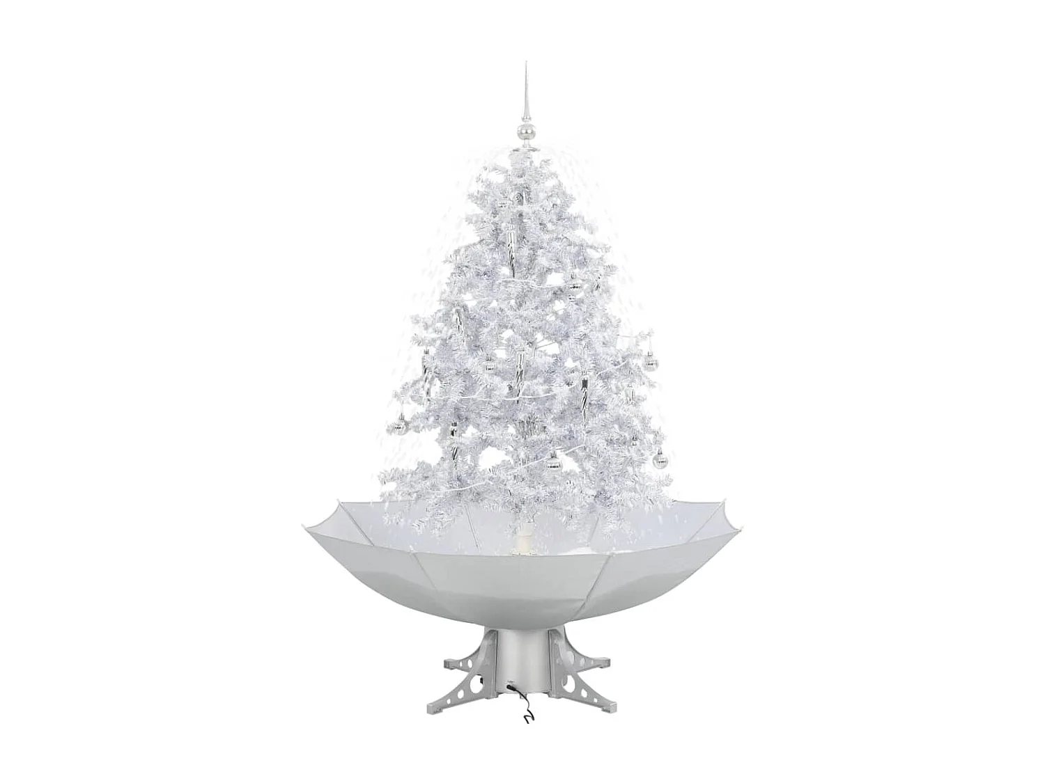 Schneiender Weihnachtsbaum mit Schirmfuß Weiß 140 cm
