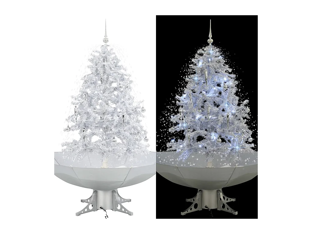 Kerstboom sneeuwend met paraplubasis 140 cm wit
