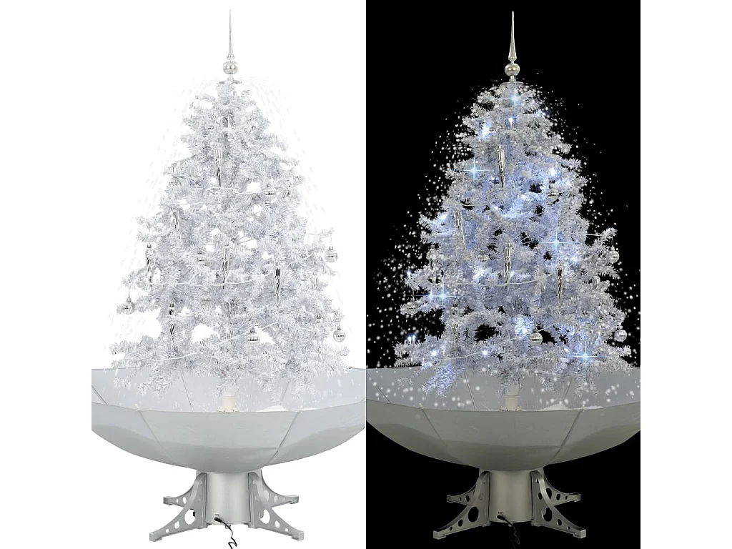 Arbre de Noël neigeux avec base de parapluie Blanc 140 cm
