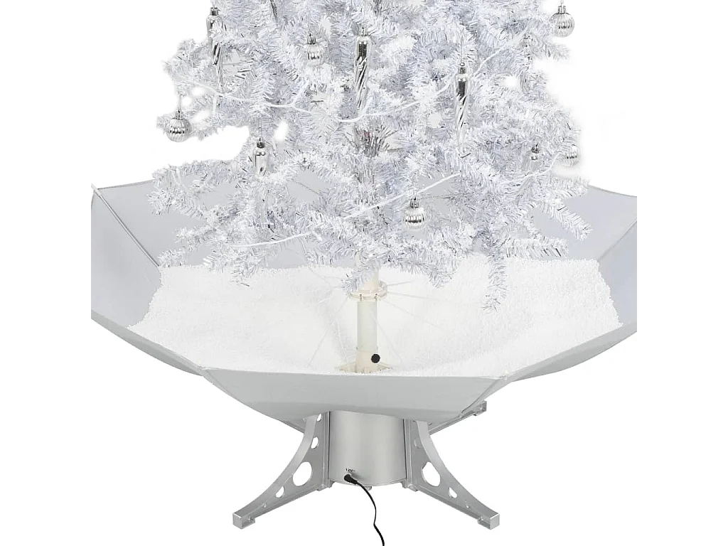 Arbre de Noël neigeux avec base de parapluie Blanc 140 cm