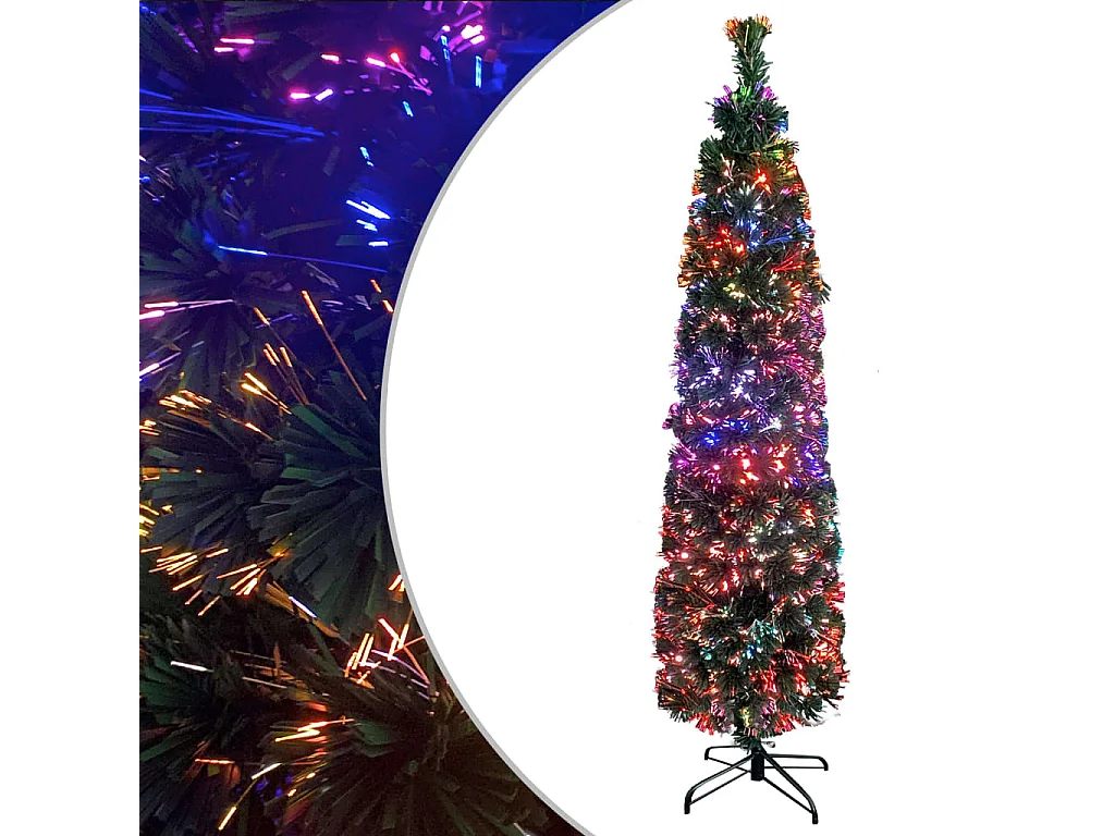Árvore de Natal artificial fina c/ suporte 150 cm fibra ótica
