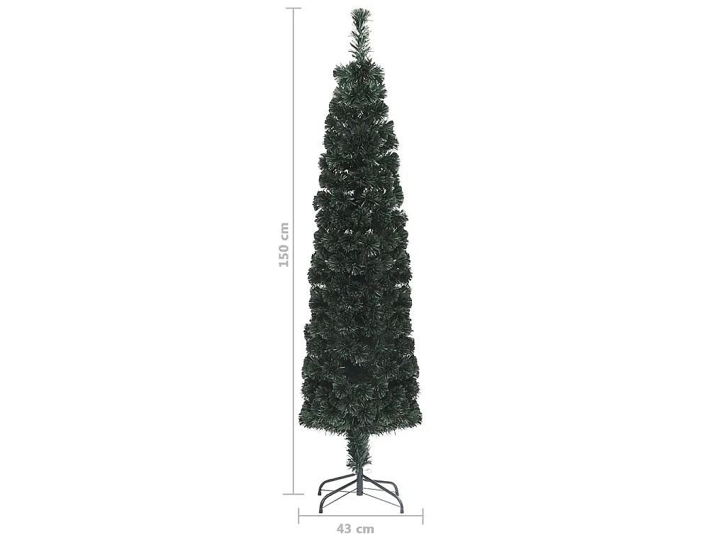 Árvore de Natal artificial fina c/ suporte 150 cm fibra ótica