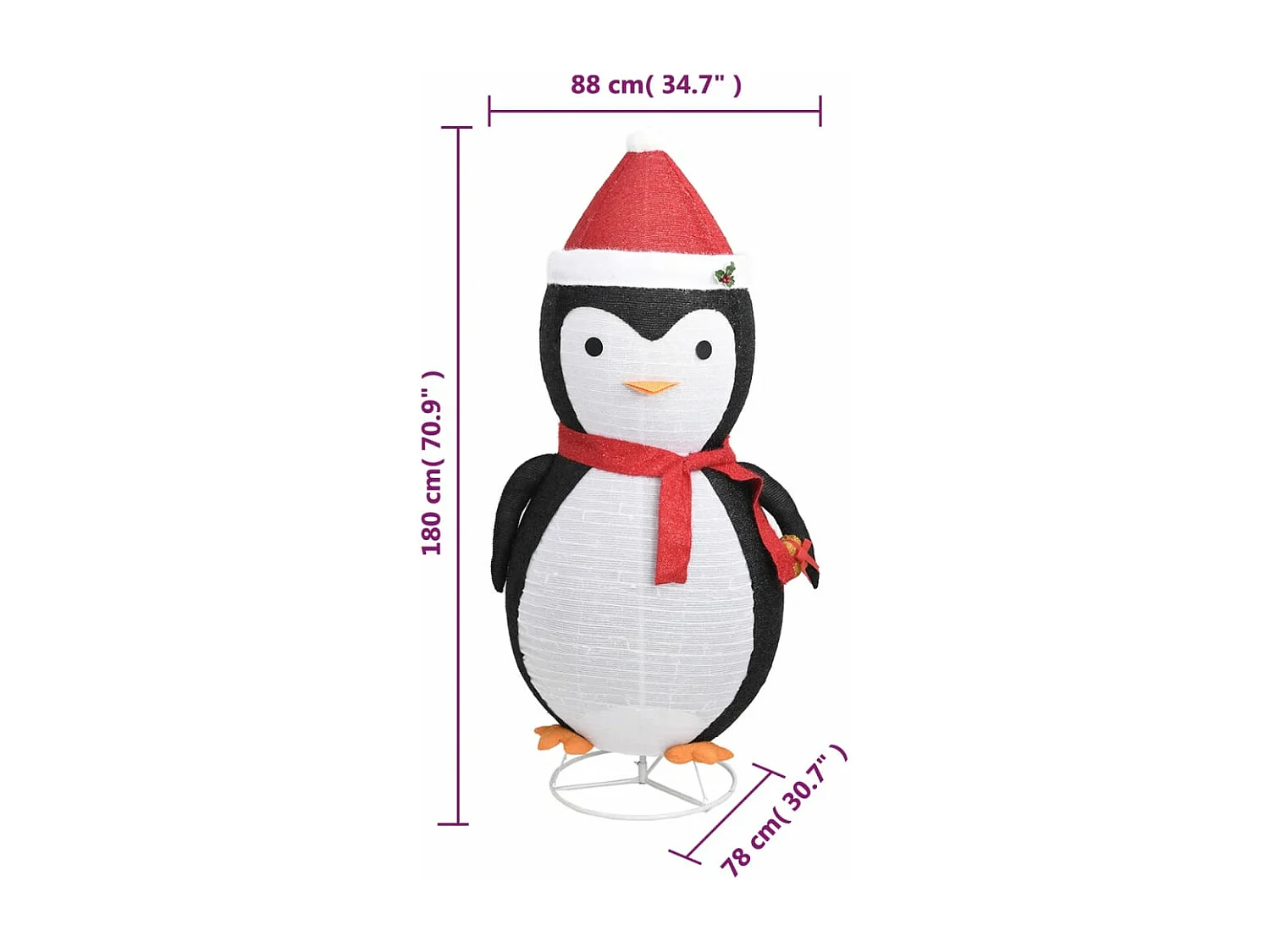 Décoration de Noël pingouin à LED Tissu de luxe 180 cm