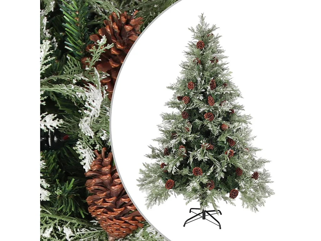 Sapin de Noël avec pommes de pin Vert et blanc 150 cm PVC et PE