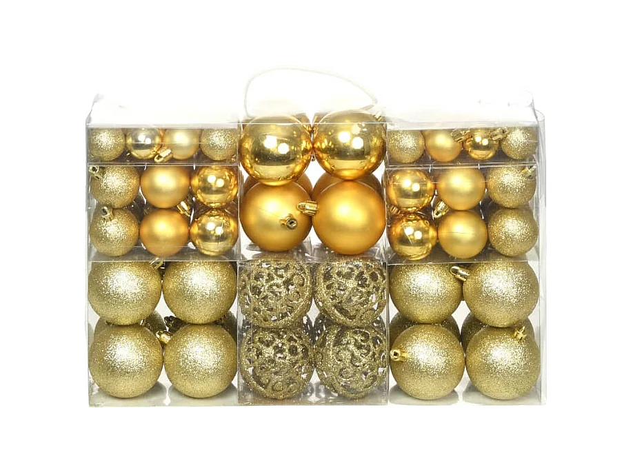 Ensemble de boules de Noël 100 pcs 3/4/6 cm Doré