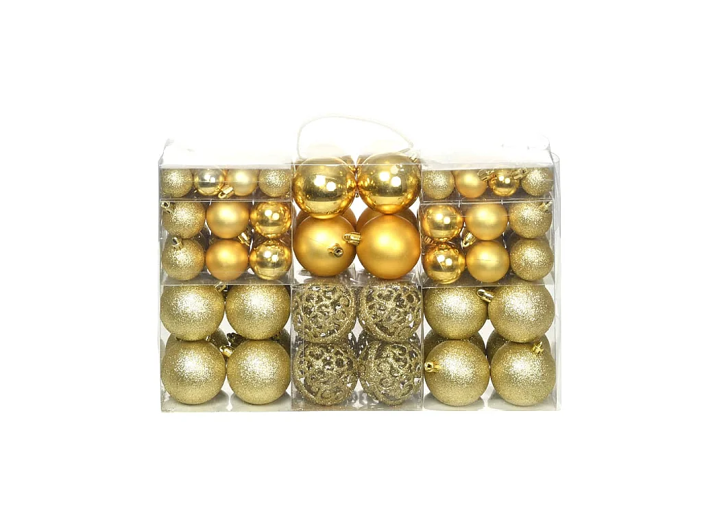 Ensemble de boules de Noël 100 pcs 3/4/6 cm Doré