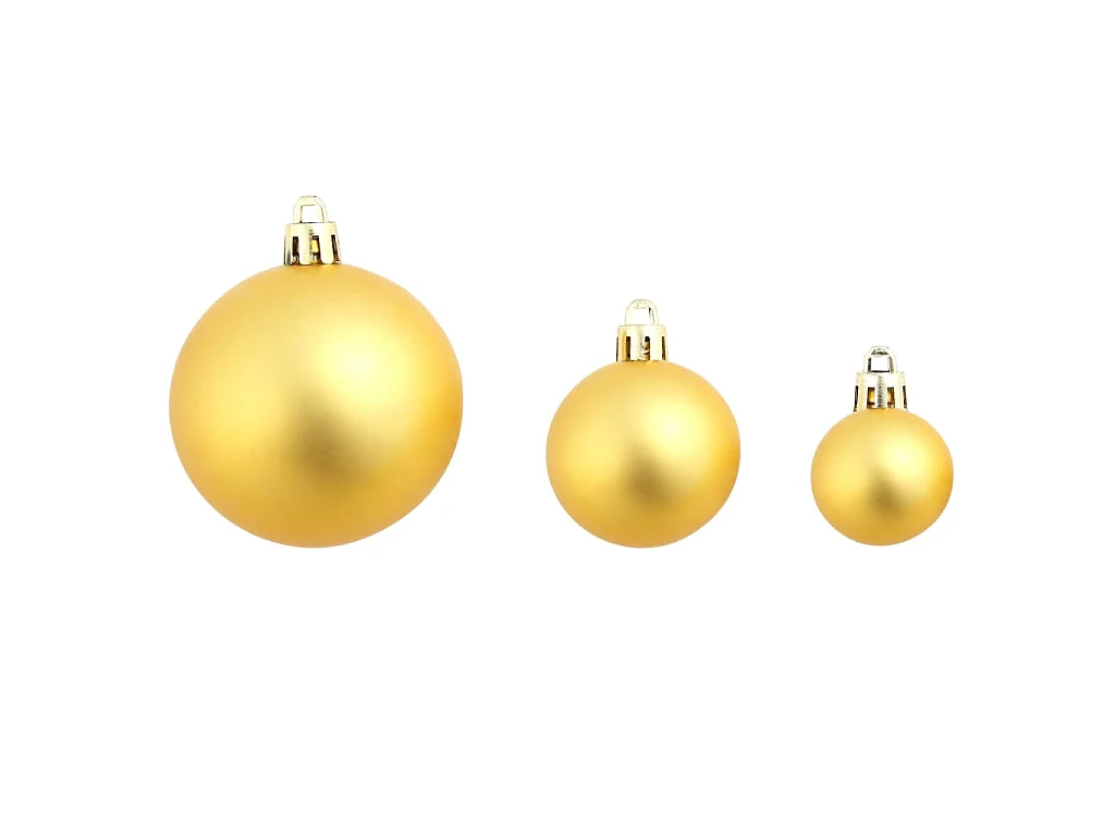 Ensemble de boules de Noël 100 pcs 3/4/6 cm Doré