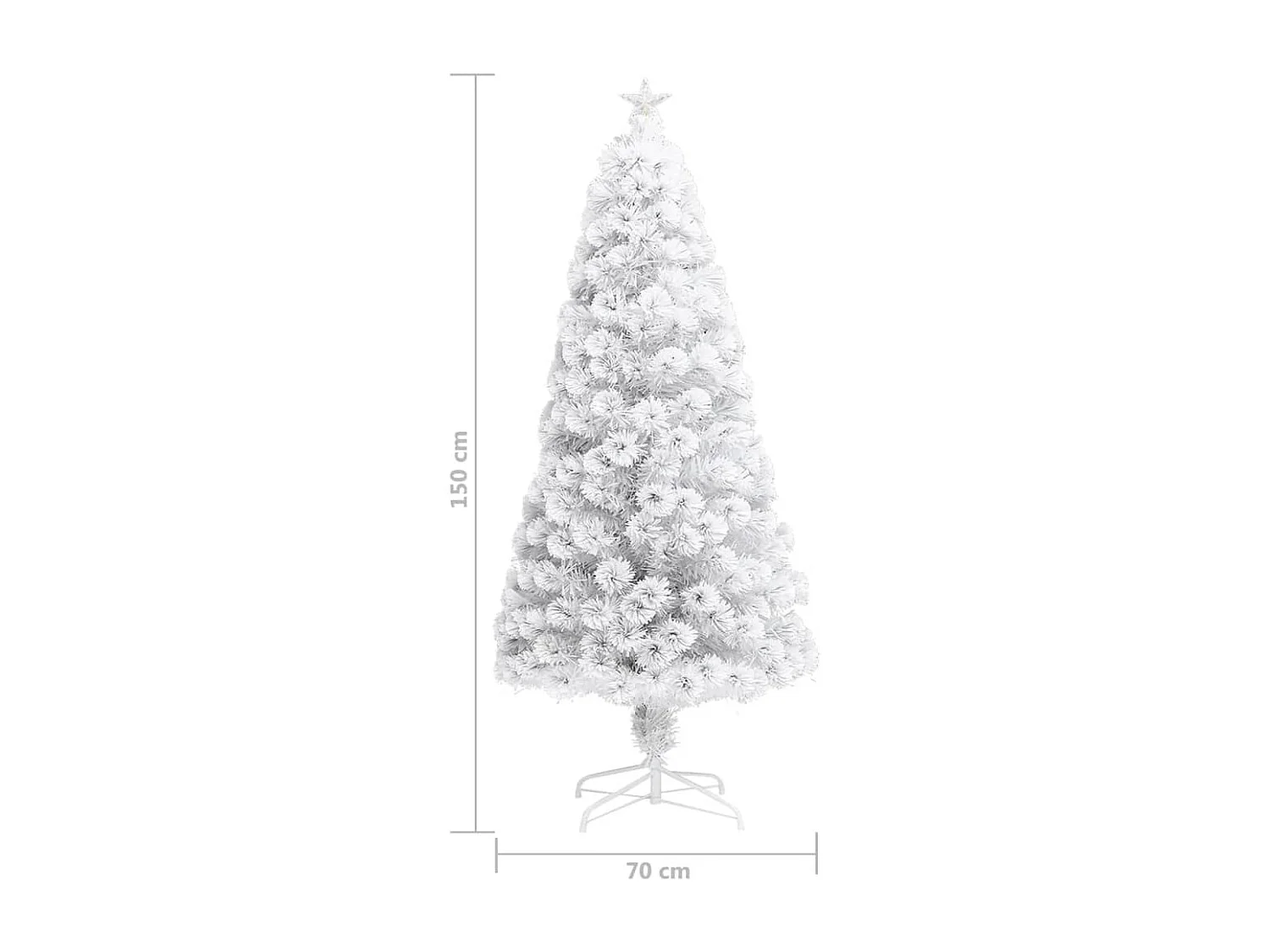 Árvore Natal artificial pré-iluminada 150 cm fibra ótica branco