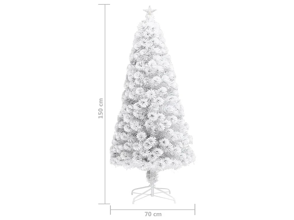 Árbol de Navidad artificial con luces fibra óptica blanco 150cm