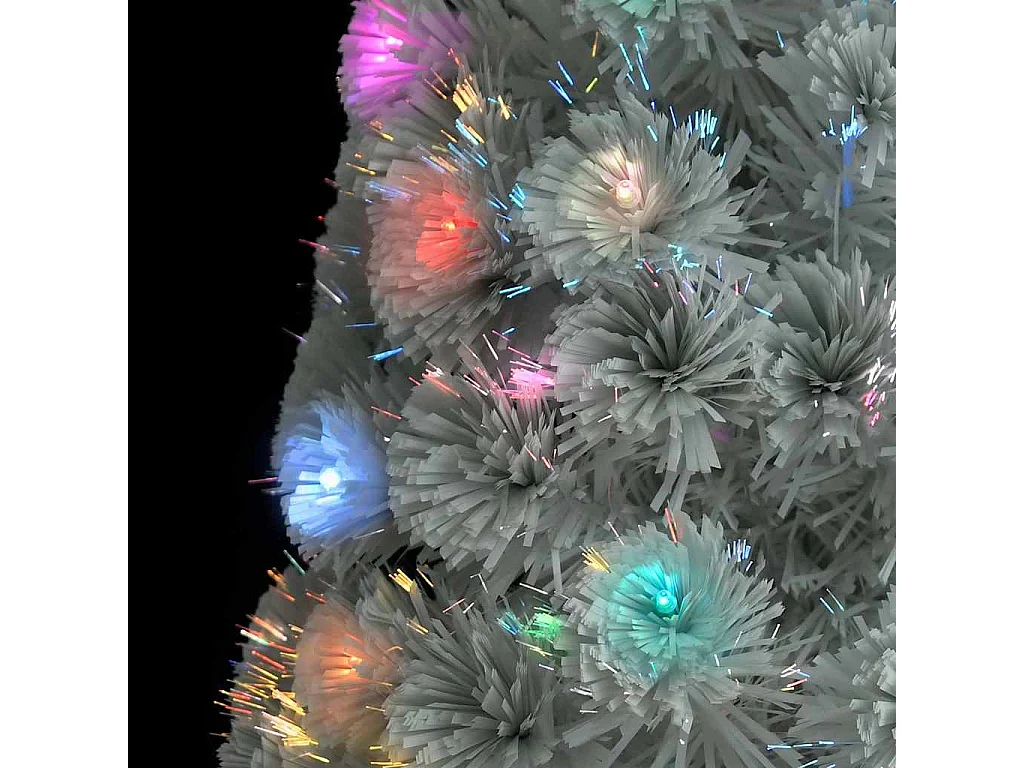 Árbol de Navidad artificial con luces fibra óptica blanco 150cm