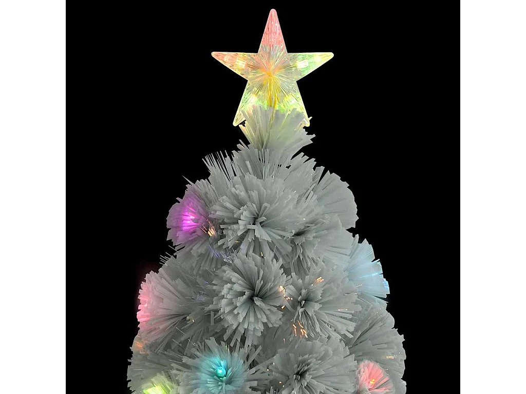 Árbol de Navidad artificial con luces fibra óptica blanco 150cm