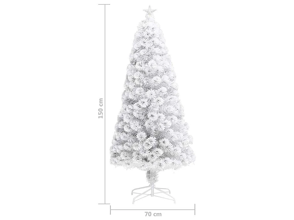 Árbol de Navidad artificial con luces fibra óptica blanco 150cm