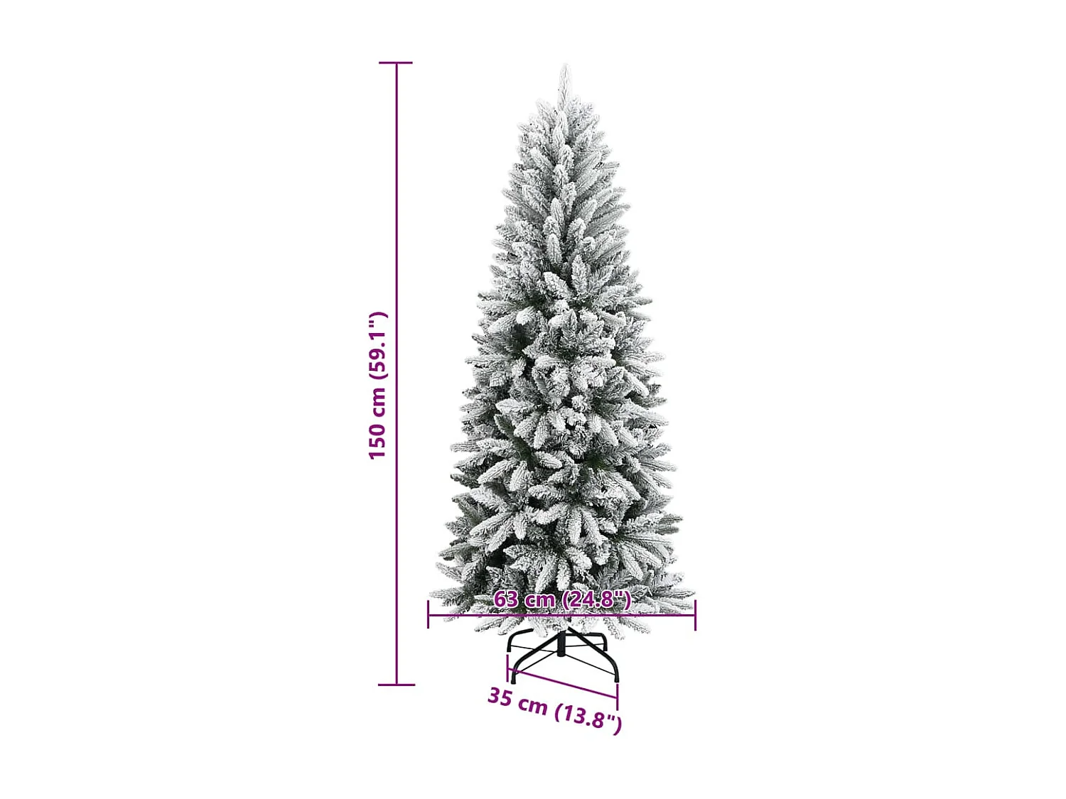 Künstlicher Weihnachtsbaum Beschneit 150 cm PVC&PE