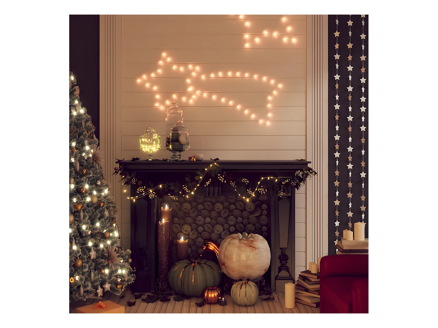 Figurine de comète de Noël avec 48 LED Blanc chaud 65x28 cm