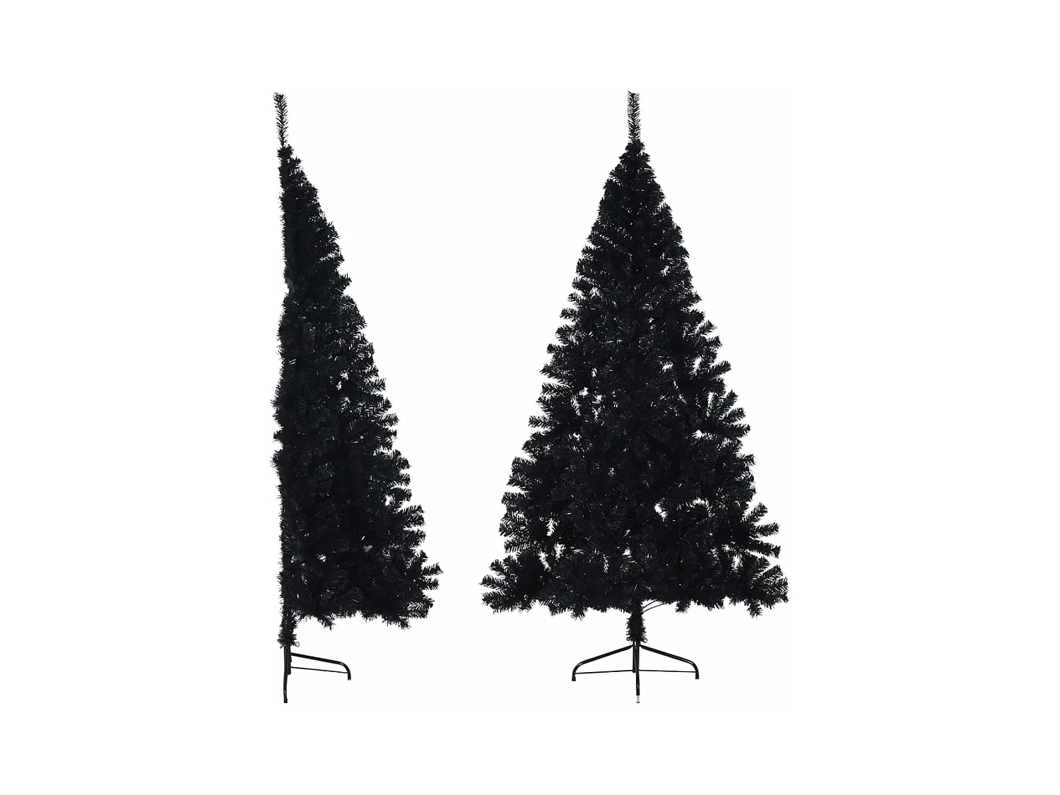 Kunstkerstboom met standaard half 180 cm PVC zwart