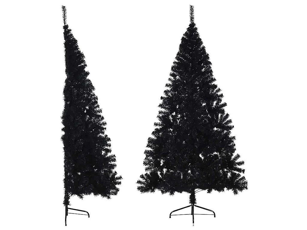 Demi sapin de Noël artificiel avec support Noir 180 cm PVC