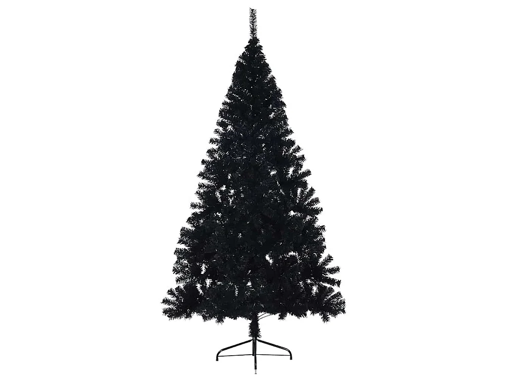 Demi sapin de Noël artificiel avec support Noir 180 cm PVC