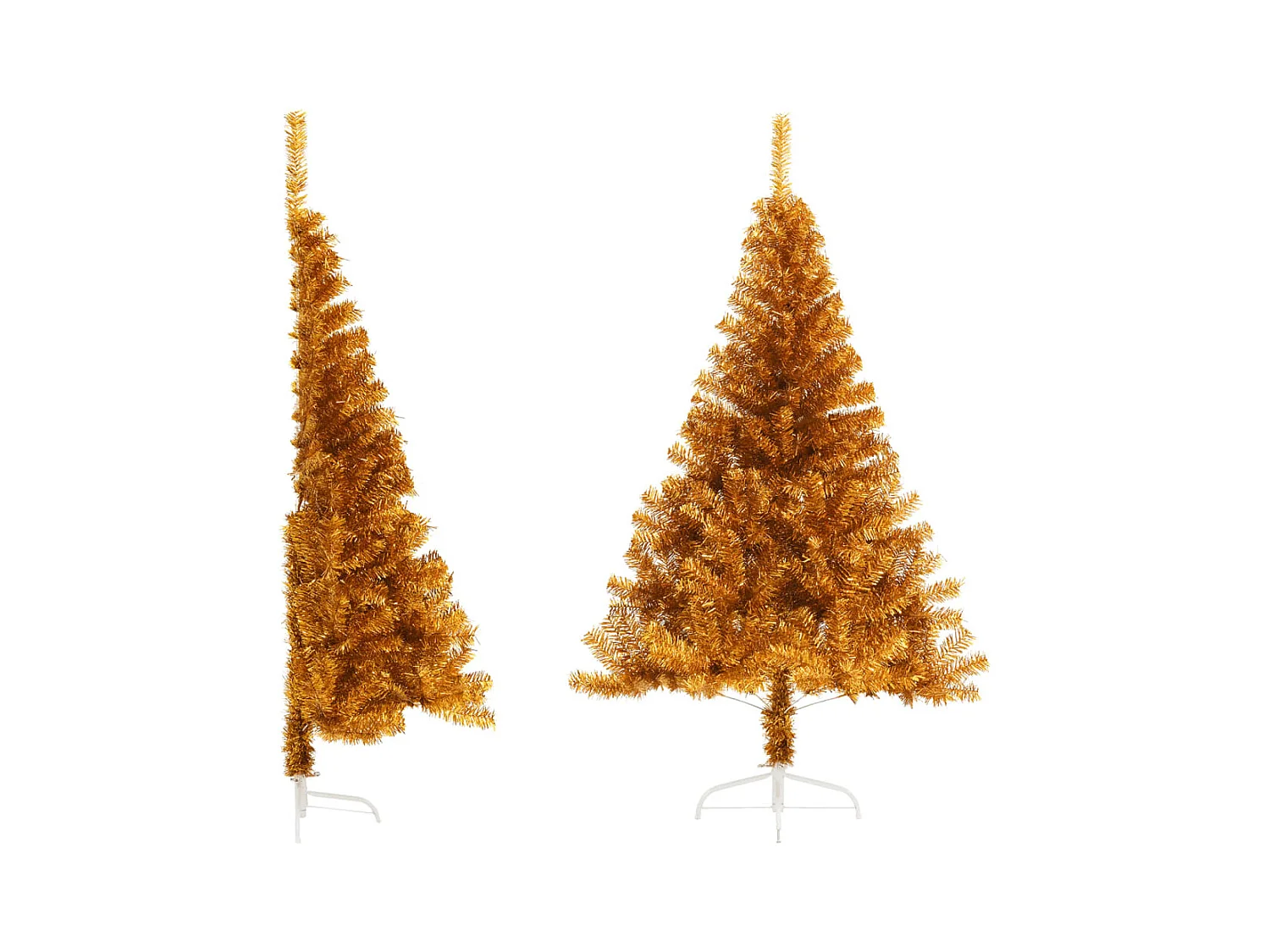 Kunstkerstboom half met standaard 120 cm PET goudkleurig