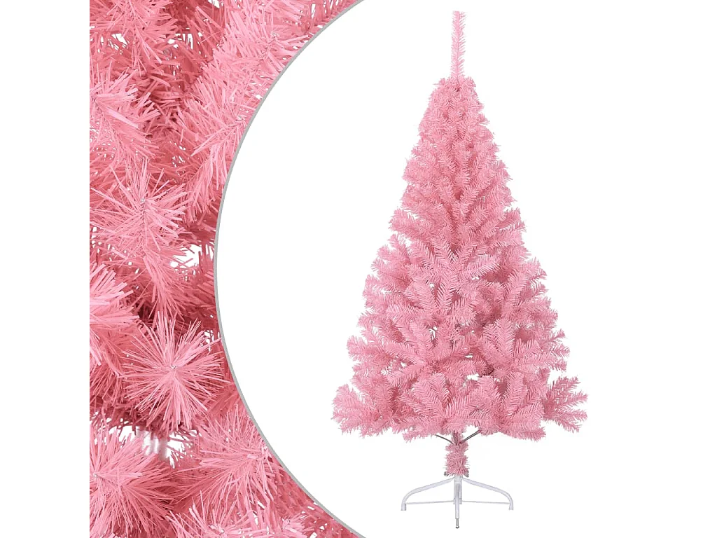 Demi sapin de Noël artificiel avec support Rose 120 cm PVC